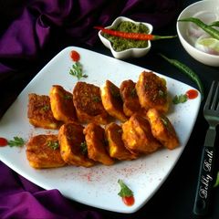 Amritsari paneer tikka A picture of Amritsari paneer tikka.
