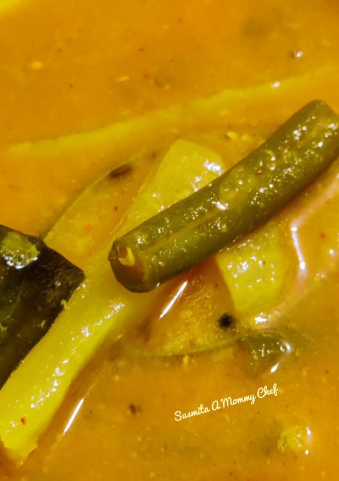 A picture of Sambar with winter vegetables(One pot no onion no garlic sambar).