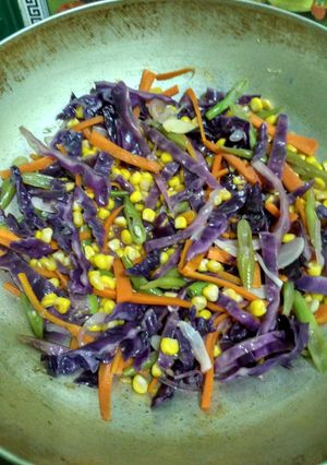 Foto resep Tumis Buncis, Kol Ungu, Jagung, dan Wortel
