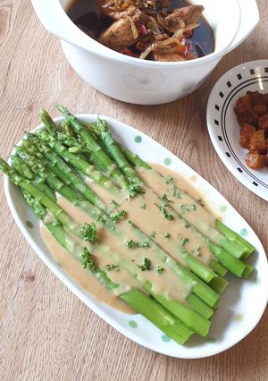 Foto resep Asparagus with salted egg sauce