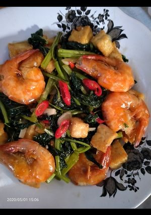 Foto resep Cah kangkung udang pedas