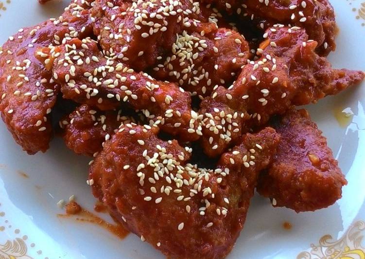 Cara Membuat Ayam Pedas Korea / Korean spicy chicken (Yangnyeom Tongdak) yang Menggugah Selera!