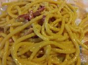 A picture of egg yolk carbonara