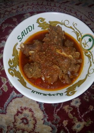 A picture of Ram meat pepper soup (farfesun naman rago).