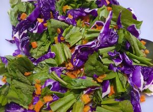 Una foto de Cocinando con verduras - repollo morado, radicheta y zanahoria