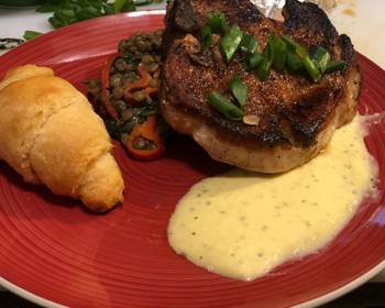 Ultimate Cooking Recipe Paprika Pork Chops w Peach Mint Pure  Creamy Coconut Curry Lentils Home Style