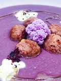 Vellutata di Cavolfiore Viola con Salsiccia e Stracciatella