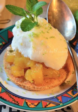 Une photo de Sablé gourmand ananas sorbet citron vert