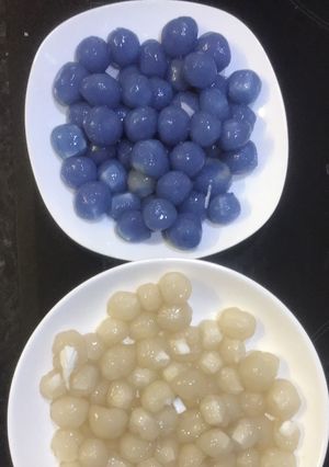 Hình của món Trân châu dừa và trân châu hoa đậu biếc.