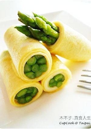 平底鍋料理 簡易又漂亮的蘆筍蛋捲 的食譜成品照片