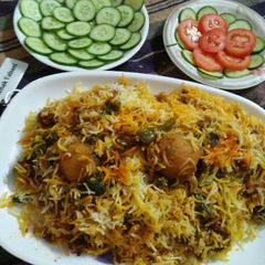 A picture of Qeema biryani.