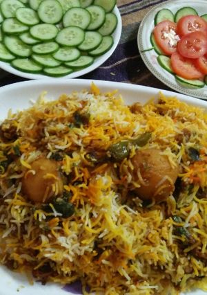 A picture of Qeema biryani.