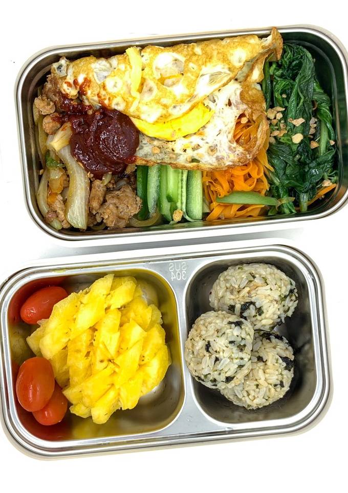 Hình của món Cơm trộn Hàn Quốc gạo lứt: Giảm cân - lunchbox - eat clean (457calo).