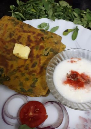 A picture of Methi paratha.