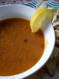 Lentil Soup with Toasted Pita Bread