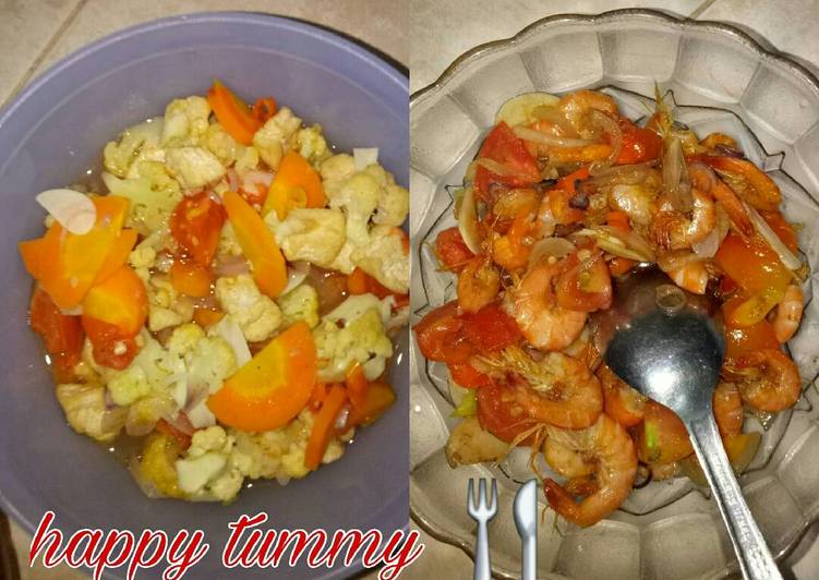Resep Tumis brokoli wortel &amp; tongseng udang yang simpel