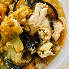 A picture of Pumpkin Cabbage Chicken Stew (Made in Rice Cooker).