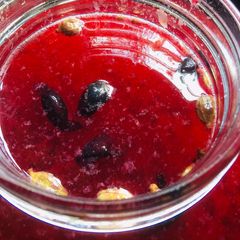 A picture of Homemade grape wine.