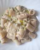 Pasta limone, porri e piselli