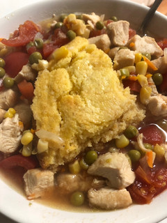 A picture of Chicken vegetable soup for a rainy day.
