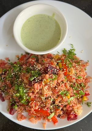 A picture of Healthy Beetroot & Veggie Pulao.