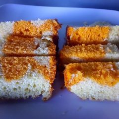 A picture of Vanilla/ orange marble cake #4WeeksChallenge.