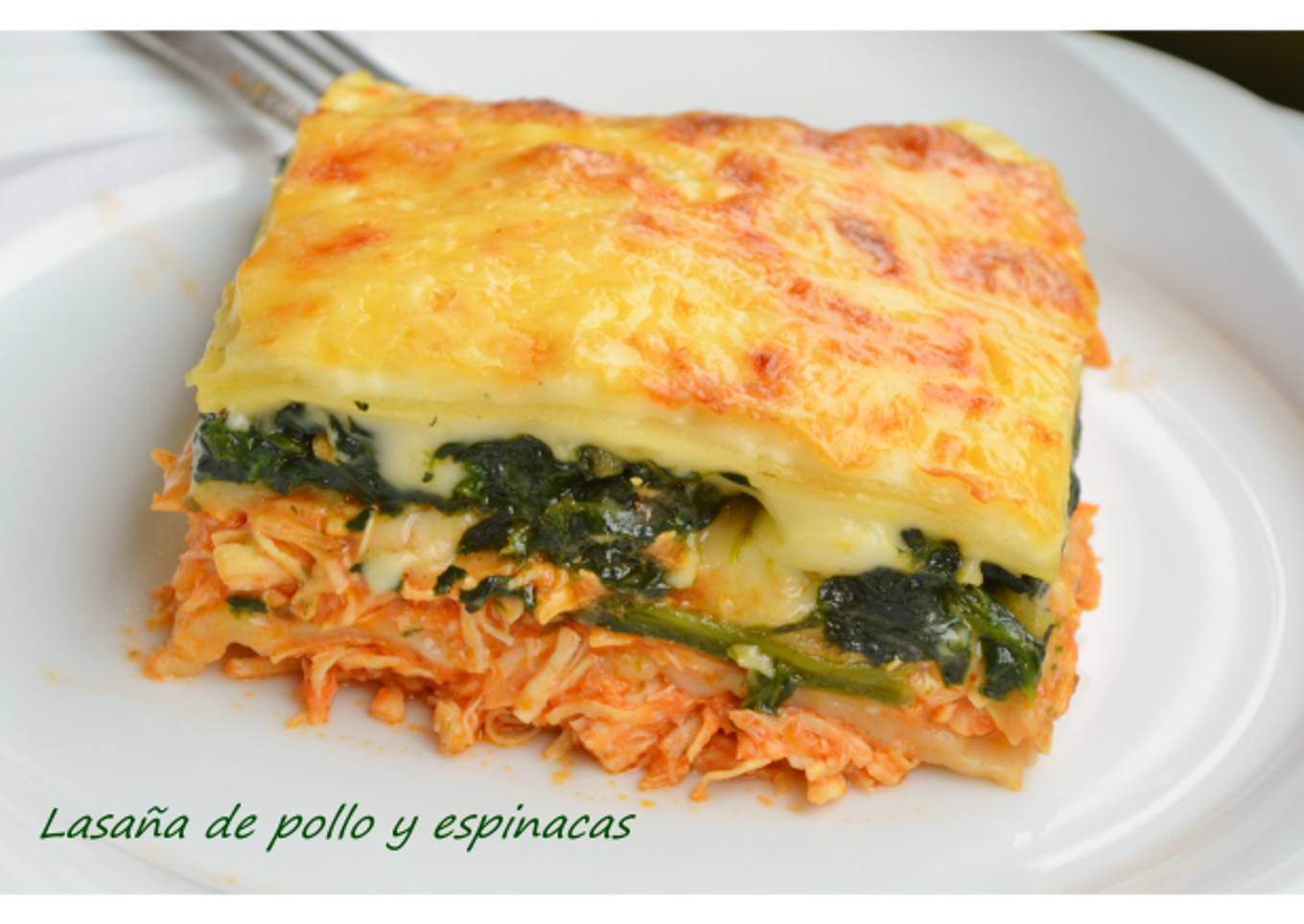 Lasaña de pollo y espinacas. (Thermomix)