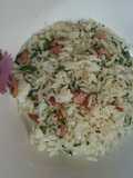 Arroz con espinaca y tocino