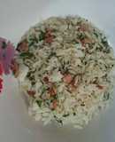 Arroz con espinaca y tocino