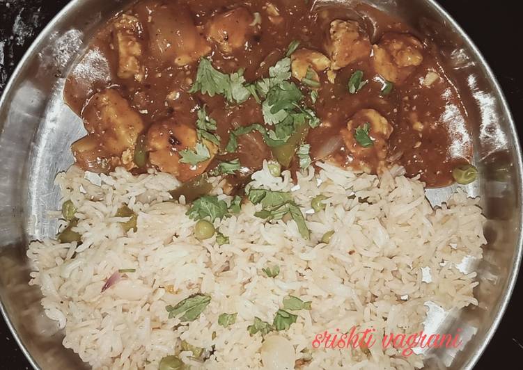 Recipe of Super Quick Homemade Paneer chilli and Fried rice