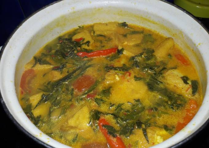 Resep Santen Daun singkong, Tahu, Enak Banget