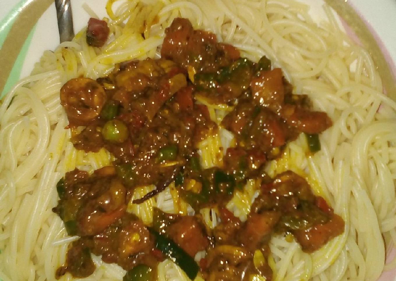 Spag with veggie sauce