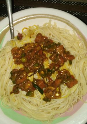 A picture of Spag with veggie sauce.