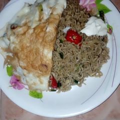 Cherry noodles with egg A picture of Cherry noodles with egg.