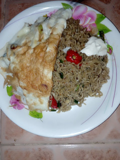 A picture of Cherry noodles with egg.