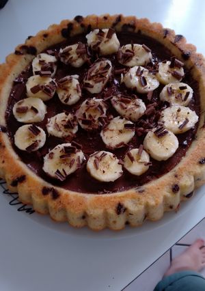Une photo de Tarte renversée banane chocolat
