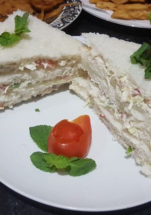 A picture of Chicken vegetable mayo sandwiches.