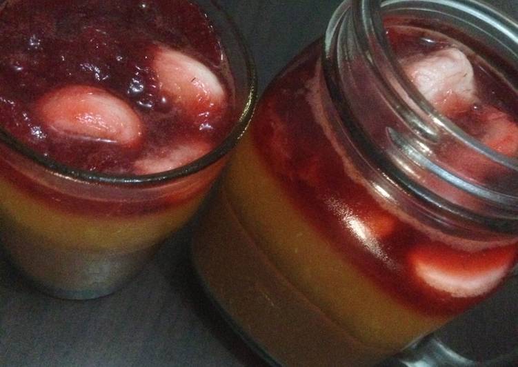 Resep Puding coklat-manggoorangeee with strawberry manggis topping 😍😍 yang Enak