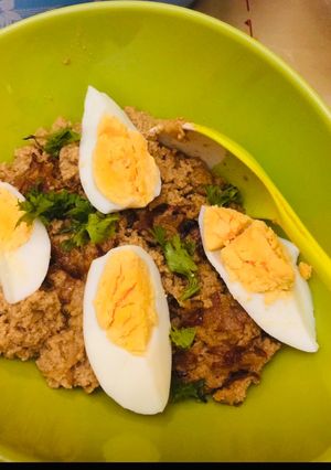A picture of Dam ka kheema mutton.