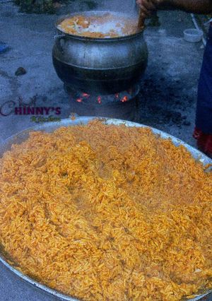 A picture of Fire wood Jollof rice.