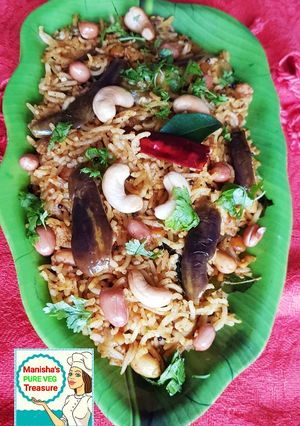 A picture of Vangi_Bhaat / Baingan_Masala_Rice / Ringana_Kaju_Bhaat.