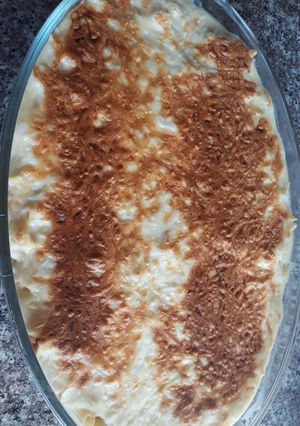 صورة لوصفة معكرونة بالبشاميل مع صدور الدجاج