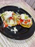 Sopes with Pork Cracklings in Green Salsa