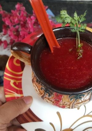 A picture of Beetroot Carrot Soup.