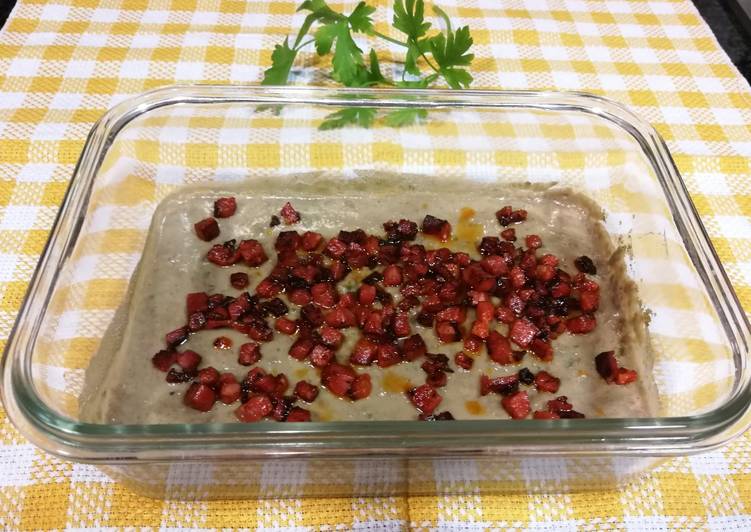 Puré de lentejas fácil con tacos de chorizo