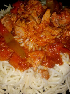 A picture of Pasta with Tomato Sauce and Tuna.