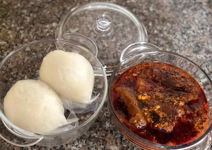 Recipe of Homemade Pounded Yam And Egusi Soup