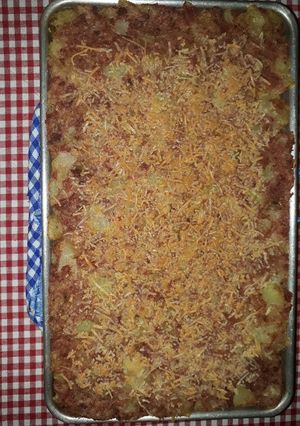Foto resep Baked Macaroni Kornet With Mashed Potato and Melted Cheese