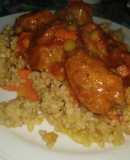 Arroz frito con albóndigas de zapallo, avena y lentejas