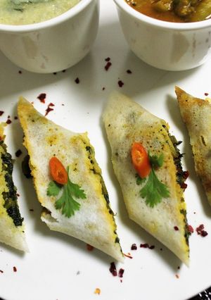 A picture of Stuffed Spinach Dosa.